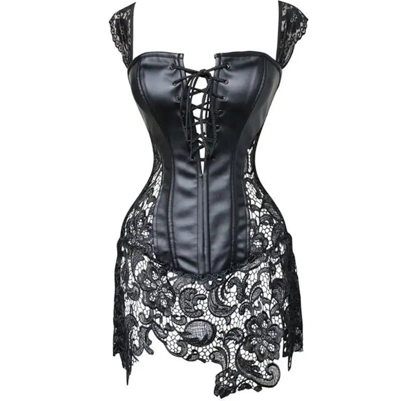 Luxurious Lace Corset Dress for Seductive Elegance - shirt