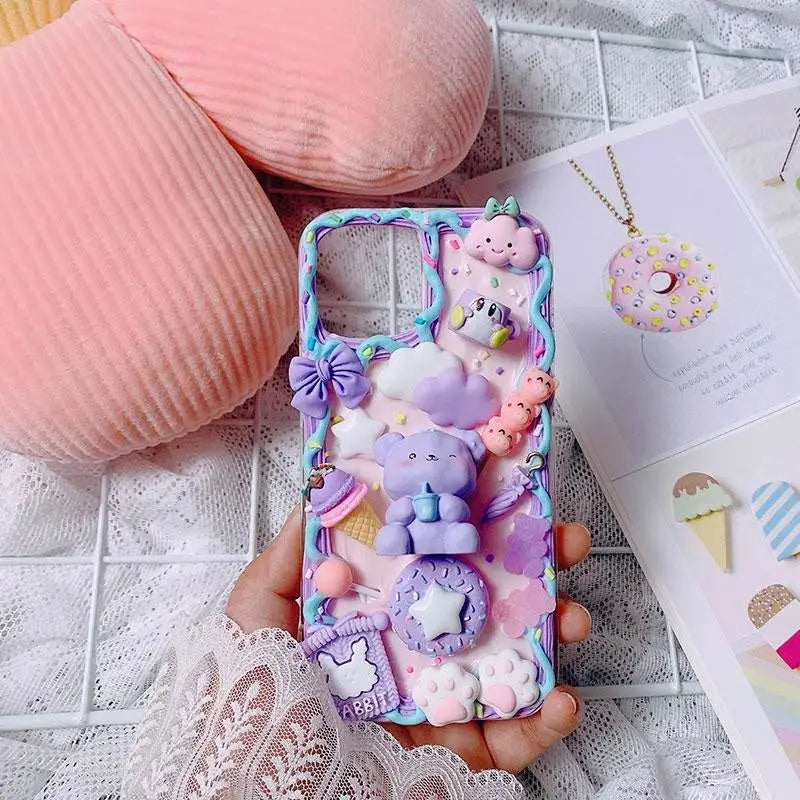 Luxurious Lavender Baby Bear iPhone Case with Sweet Details - phone case