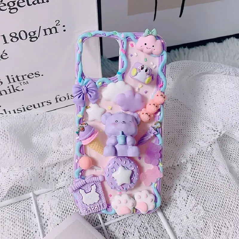 Luxurious Lavender Baby Bear iPhone Case with Sweet Details - phone case