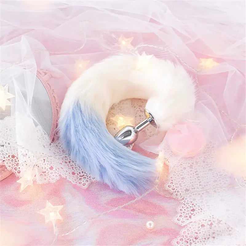 Luxurious Milky Pastel Fox Tail in Vegan Fur - tail plug