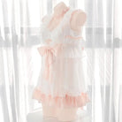 Luxurious Pink and White Chiffon Lingerie Dress - Cosparty