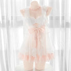 Luxurious Pink and White Chiffon Lingerie Dress - Cosparty