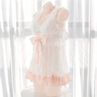 Luxurious Pink and White Chiffon Lingerie Dress - dress