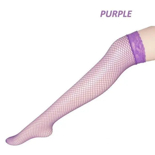 Luxurious Pink Fishnet Stockings with Lace Garter Details - tights