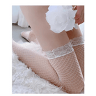 Luxurious Pink Fishnet Stockings with Lace Garter Details - Cosparty