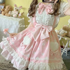 Luxurious Polkadot Suspender Lolita Skirt with Elastic Waist - Pink / M - skirt