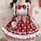 Luxurious Polkadot Suspender Lolita Skirt with Elastic Waist - Red / M - skirt