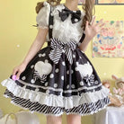 Luxurious Polkadot Suspender Lolita Skirt with Elastic Waist - Black / M - skirt