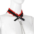 Luxurious Red and Black Rhinestone Collar Set with Handcuffs - Cosparty