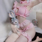 Luxurious Ruffled Lace Lingerie Set with Harness and Heart Cutout - Cosparty