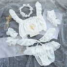 Luxurious Ruffled Lace Lingerie Set with Harness and Heart Cutout - Cosparty