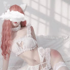 Luxurious Ruffled Lace Lingerie Set with Harness and Heart Cutout - Cosparty