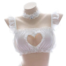Luxurious Ruffled Lace Lingerie Set with Harness and Heart Cutout - Cosparty