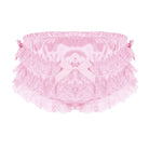 Luxurious Satin Sissy Panties with Ruffle Lace Trim - Pink / M - underwear