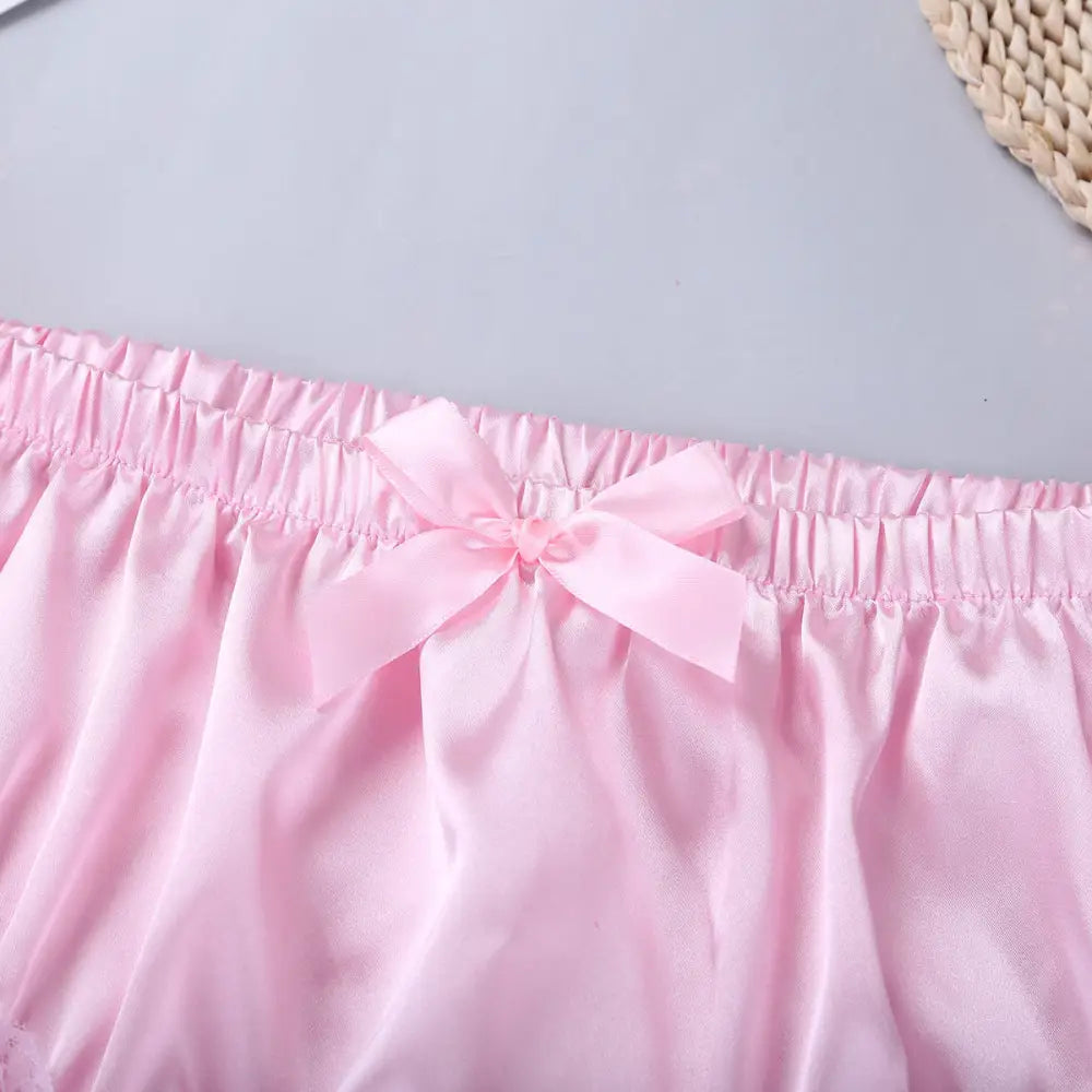 Luxurious Satin Sissy Panties with Ruffle Lace Trim - underwear