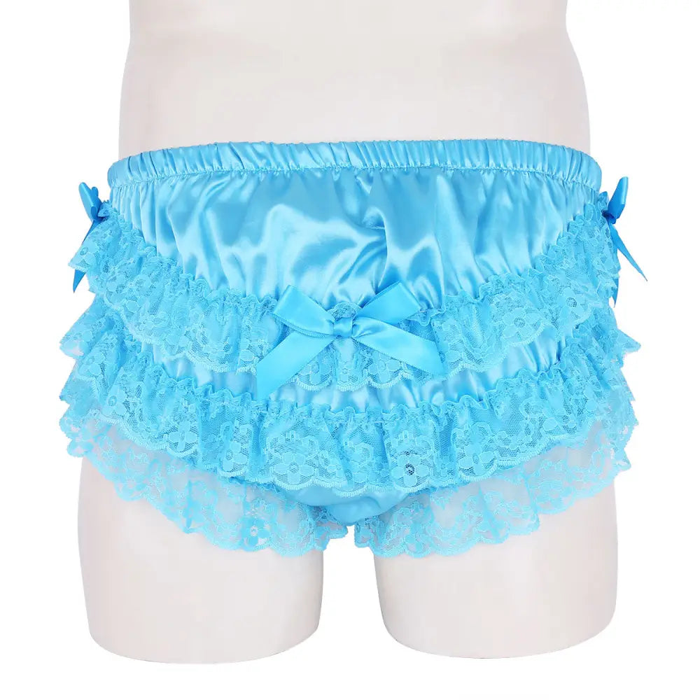 Luxurious Satin Sissy Panties with Ruffle Lace Trim - underwear