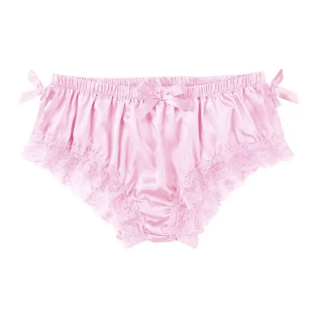 Luxurious Satin Sissy Panties with Ruffle Lace Trim - underwear