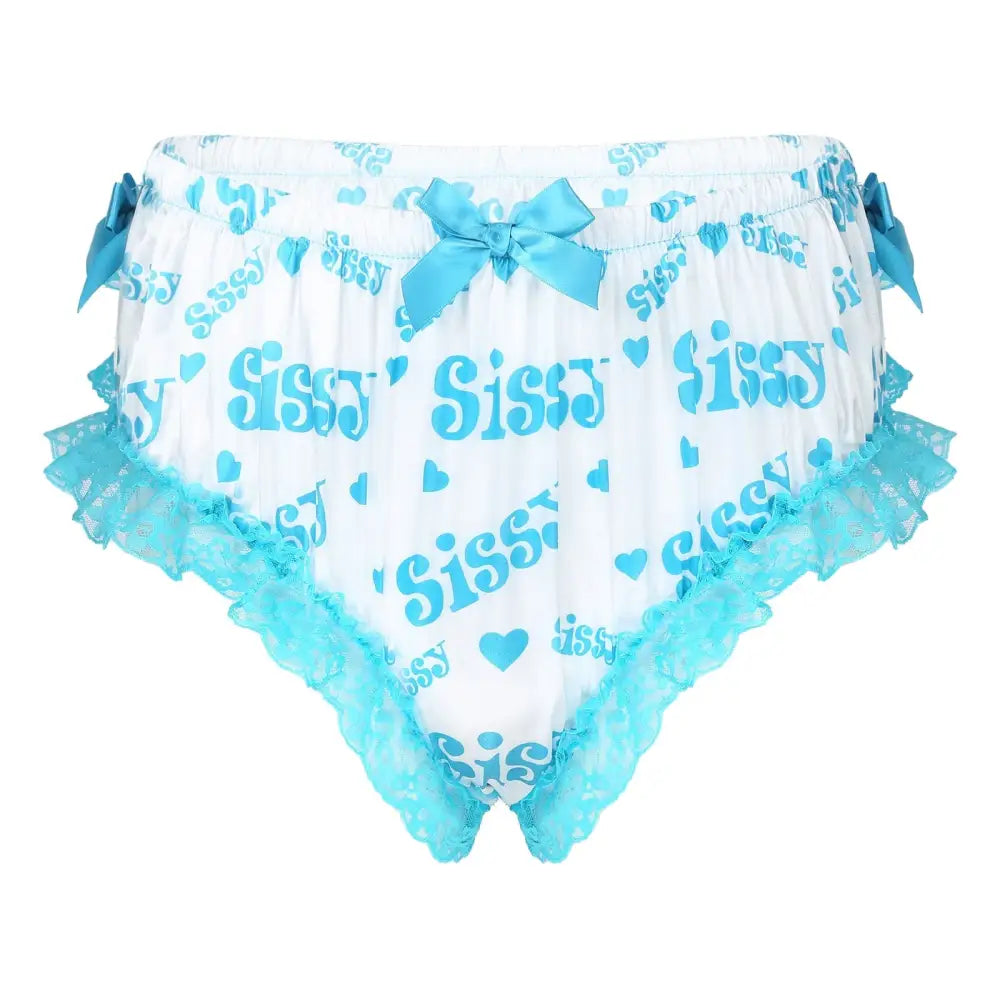 Luxurious Satin Sissy Panties with Ruffle Lace Trim - Blue Sissy / M - underwear