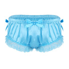 Luxurious Satin Sissy Panties with Ruffle Lace Trim - Blue / M - underwear