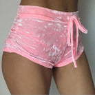 Luxurious Velvet Velour Shorts in Pink or Red for Ultimate Comfort - Cosparty
