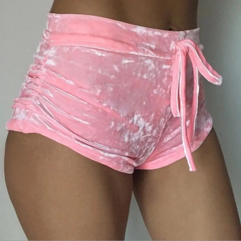 Luxurious Velvet Velour Shorts in Pink or Red for Ultimate Comfort - Pink / S - Shorts