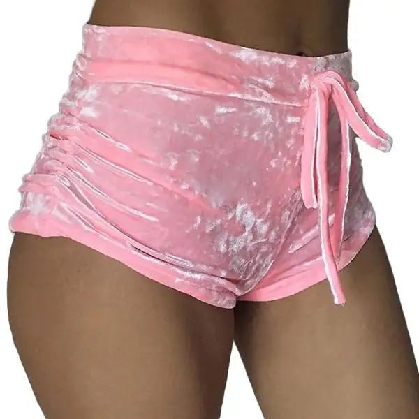 Luxurious Velvet Velour Shorts in Pink or Red for Ultimate Comfort - Cosparty