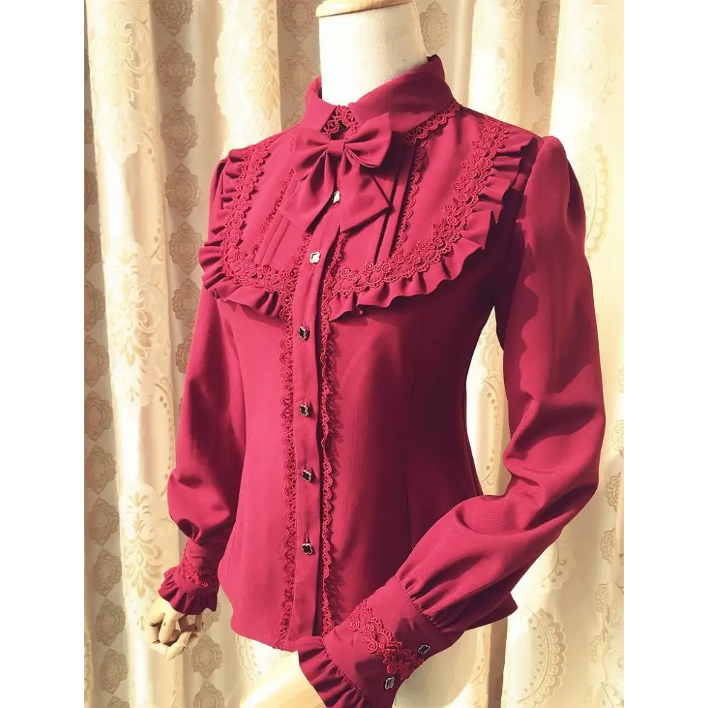 Luxurious Victorian-Era Regal Blouse with Traditional Lolita Details - shirt