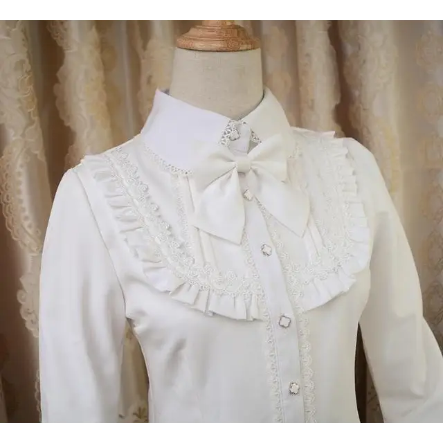 Traditional Lolita Collar Blouse Long Sleeve Peter Pan Button Up EGL Classic Lolita Girl Fashion