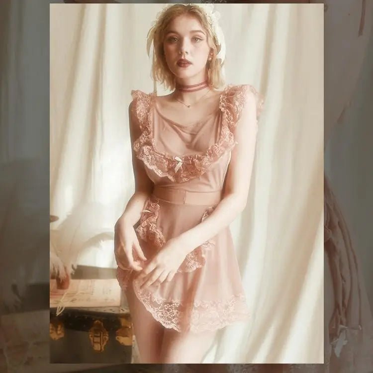 Luxurious Victorian Princess Lingerie Set with Ruffles and Lace Trim - Cosparty