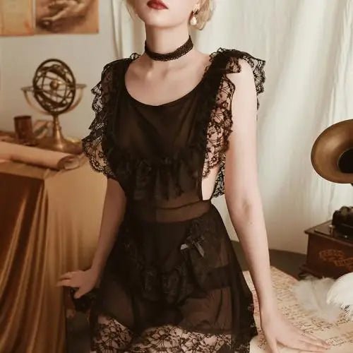 Luxurious Victorian Princess Lingerie Set with Ruffles and Lace Trim - Cosparty