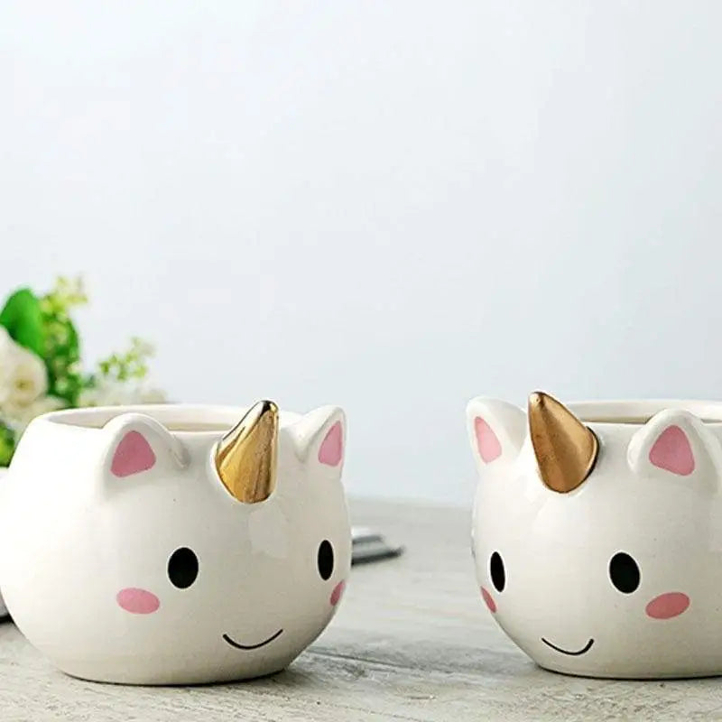 Luxury Ceramic Rainbow Unicorn Mug with Golden Horn - cup