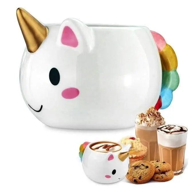 Luxury Ceramic Rainbow Unicorn Mug with Golden Horn - Cosparty