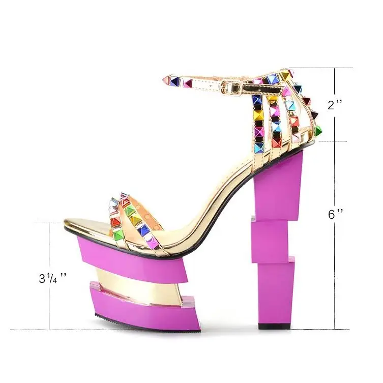 Luxury Geometric Platform Sandals with Jewel Embellishments - Shoes