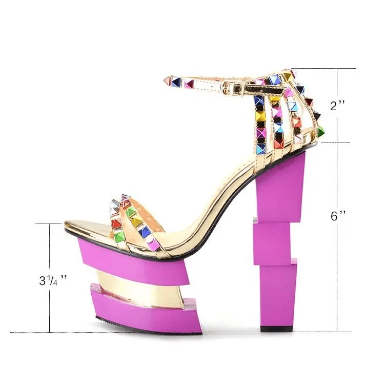 Luxury Geometric Platform Sandals with Jewel Embellishments - Cosparty