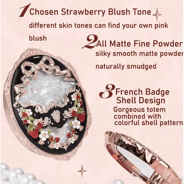 Luxury Glittering Strawberry Blush Compact for Your Vanity - Cosparty