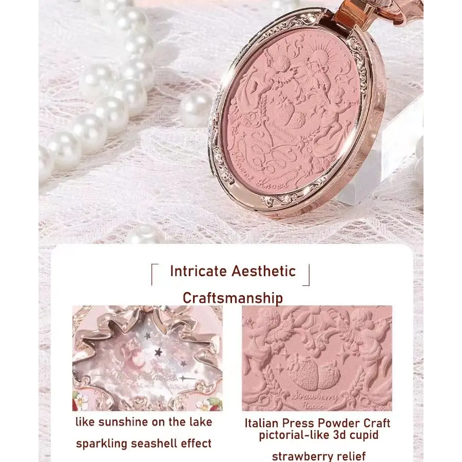 Luxury Glittering Strawberry Blush Compact for Your Vanity - blush