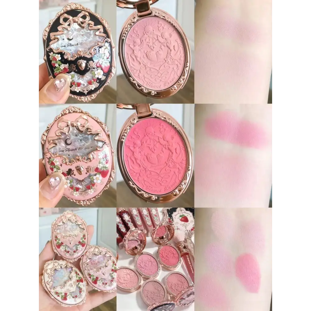 Luxury Glittering Strawberry Blush Compact for Your Vanity - blush