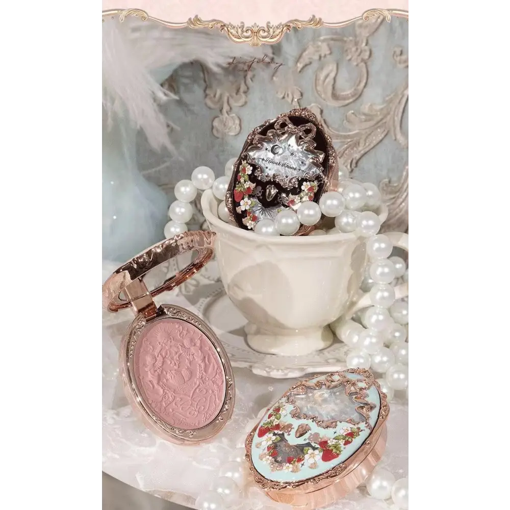 Luxury Glittering Strawberry Blush Compact for Your Vanity - blush