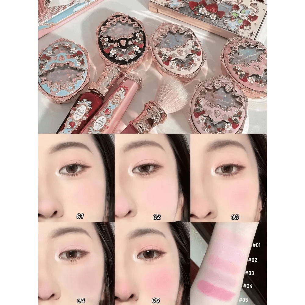 Luxury Glittering Strawberry Blush Compact for Your Vanity - Cosparty