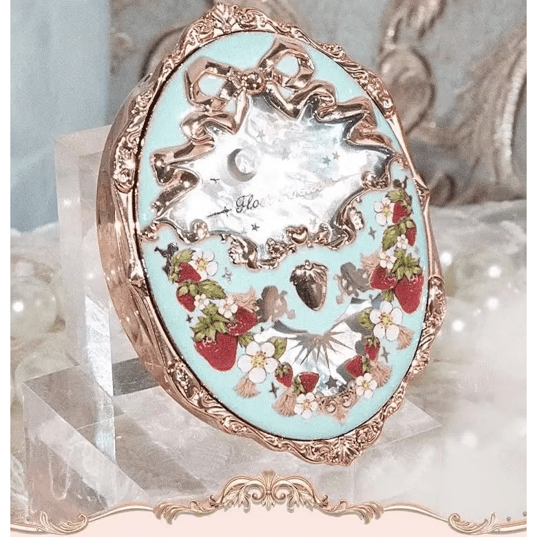 Luxury Glittering Strawberry Blush Compact for Your Vanity - Cosparty