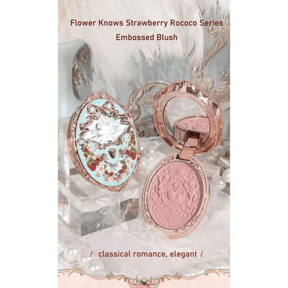 Luxury Glittering Strawberry Blush Compact for Your Vanity - Cosparty