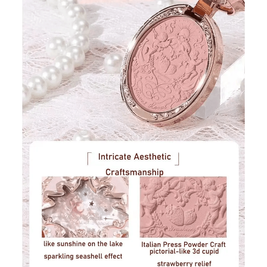 Luxury Glittering Strawberry Blush Compact for Your Vanity - Cosparty