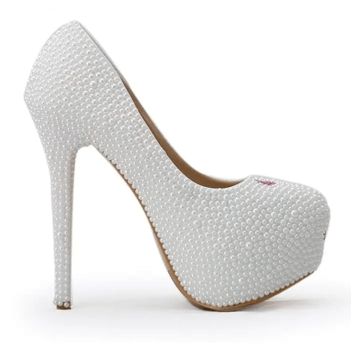 Luxury Handcrafted Pearl Embellished Platform Shoes for Kawaii Lolita Fashion - Cosparty