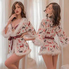 Luxury Holiday Robe and Lingerie Set with Faux Fur Trim - Cosparty