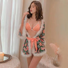 Luxury Holiday Robe and Lingerie Set with Faux Fur Trim - Cosparty