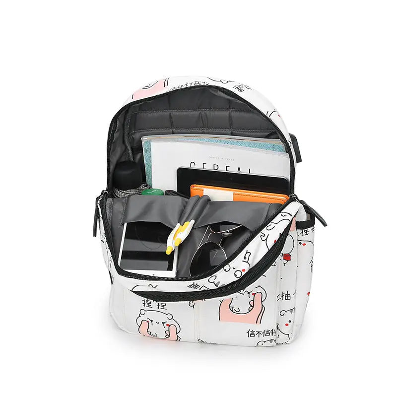 Luxury Kawaii Backpack with Built-in USB Charger and Ample Storage - Backpack