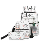 Luxury Kawaii Backpack with Built-in USB Charger and Ample Storage - White - Backpack