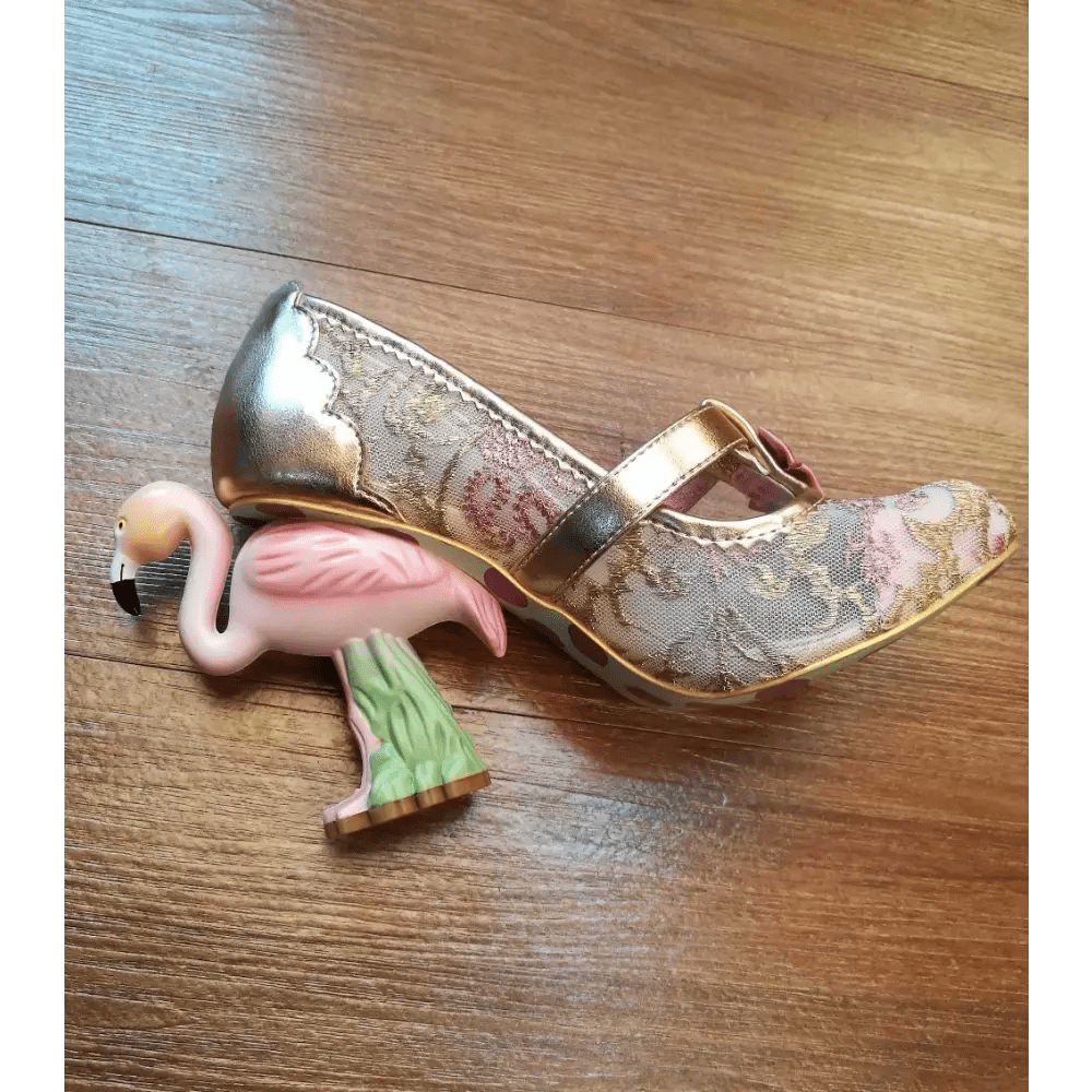 Luxury Pink Flamingo Platform Heels in Vegan Leather - Cosparty
