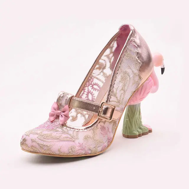 Luxury Pink Flamingo Platform Heels in Vegan Leather - Shoes