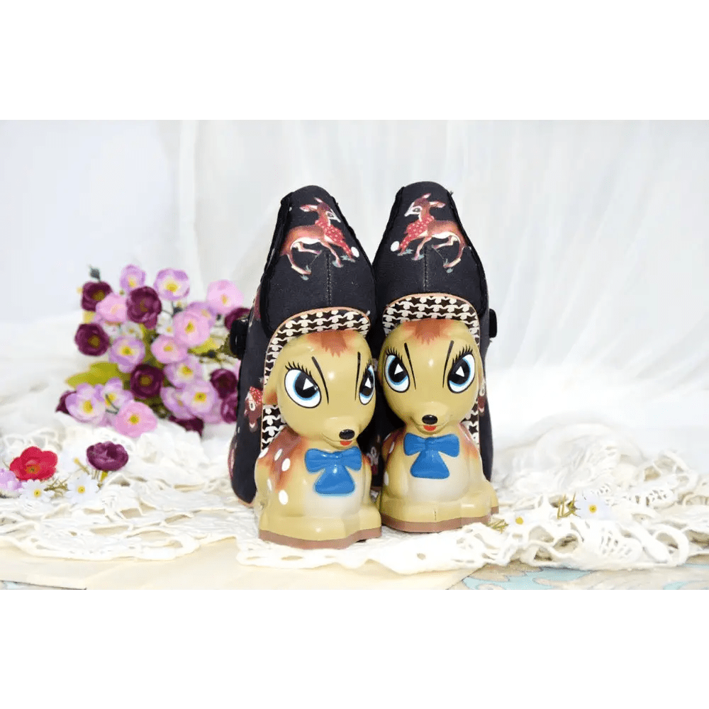 Luxury Vintage Inspired Baby Deer Platform Cherry Pumps - Cosparty